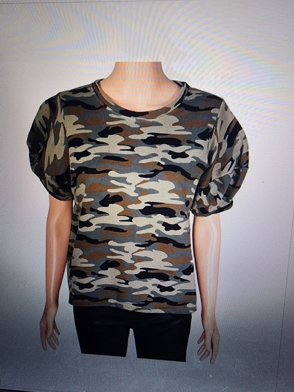 Velvet by Graham & Spencer Camouflage Tee in Green & Brown